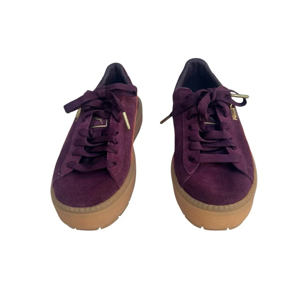 New Puma Women's Winetasteing Fame Suede Platform Trace Block Sneakers Size 8 - Picture 2 of 15